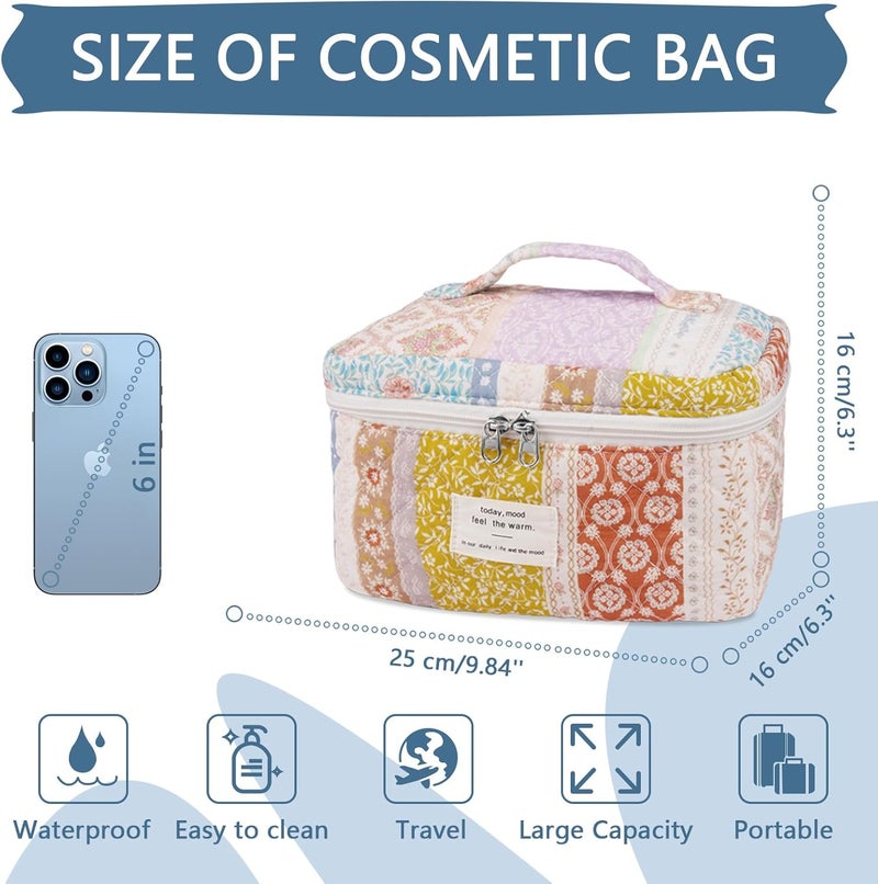 Gosect Large Makeup Bag, Cute Cosmetic Bag for Women Girls, Floral Coquette Aesthetic Toiletry Bag, Travel Make Up Organizer Bag(Multicolor) - Image 2